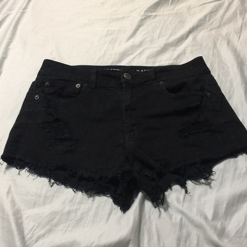 American Eagle black ripped shorts